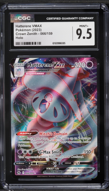 2023 Pokemon Sword & Shield Crown Zenith Full Art Hatterene VMAX #66 CGC 9.5 MINT+