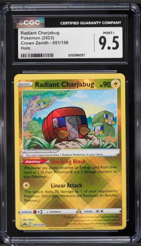2023 Pokemon Sword & Shield Crown Zenith Holo Radiant Charjabug #51 CGC 9.5 MINT+