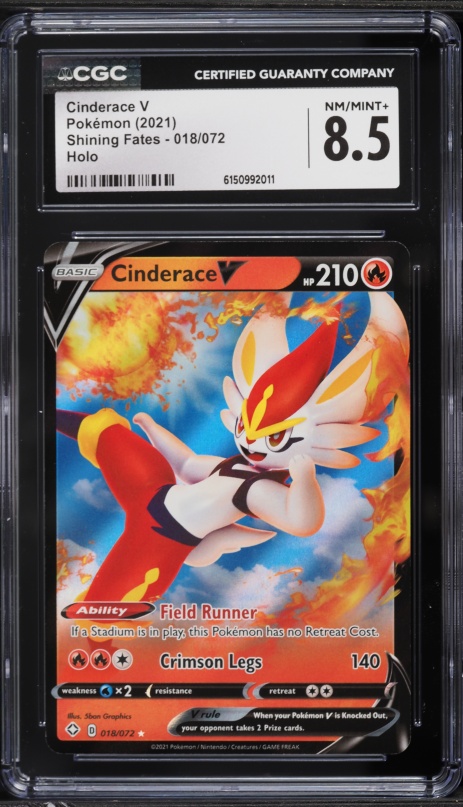 2021 Pokemon Sword & Shield Shining Fates Cinderace V #18 CGC 8.5 NM-MT+