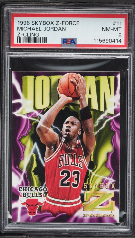 1996 Skybox Z-Force Z-Cling Michael Jordan #11 PSA 8 NM-MT on 