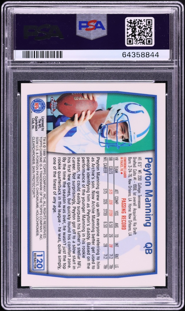 1999 Topps Chrome Refractor Peyton Manning #120 PSA 9 MINT