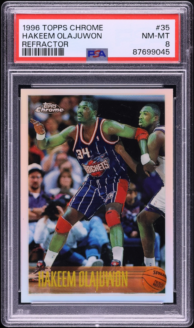 1996 Topps Chrome Refractor Hakeem Olajuwon #35 PSA 8 NM-MT
