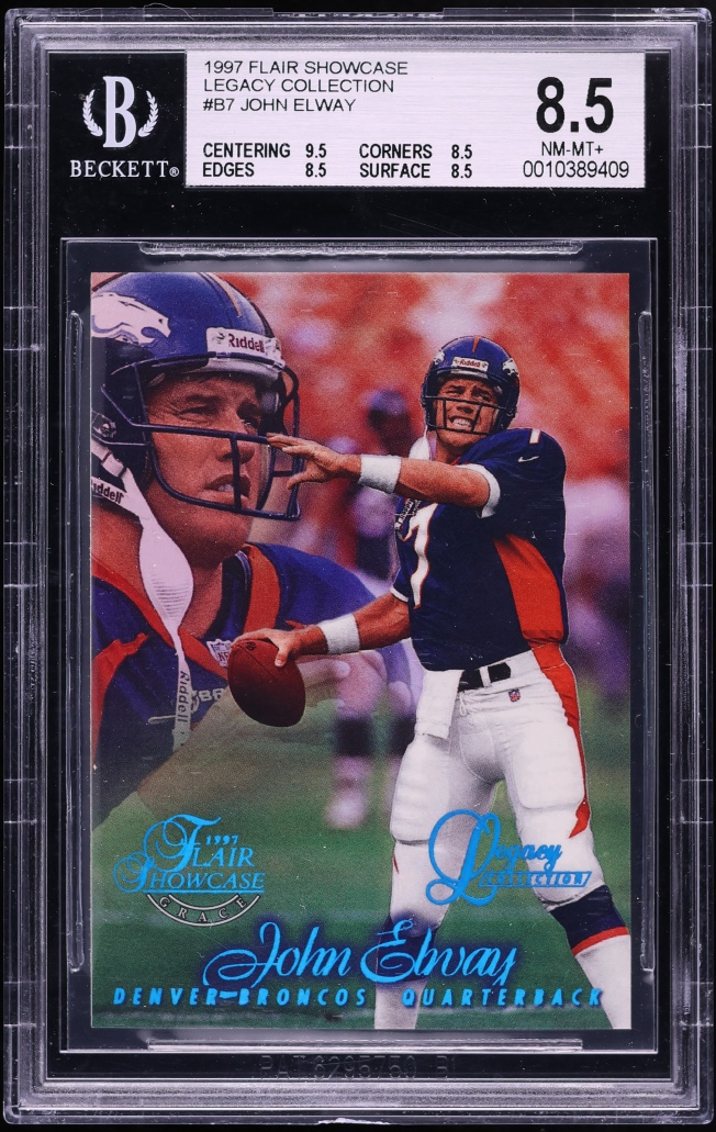 1997 Flair Showcase Legacy Collection Row 1 John Elway /100 #B7 BGS 8.5 NM-MT+