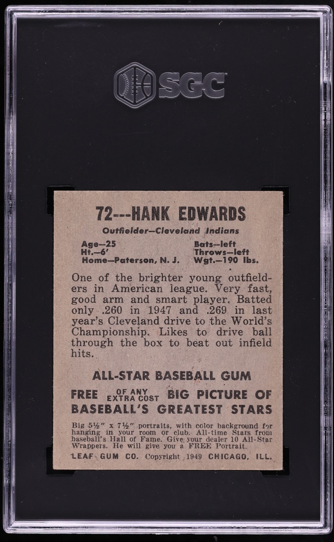 1948 Leaf Hank Edwards #72 SGC 4 VGEX