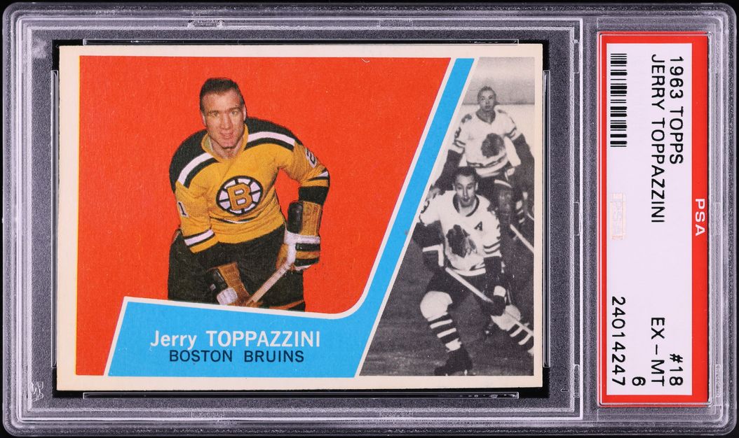1963 Topps Hockey Jerry Toppazzini #18 PSA 6 EXMT