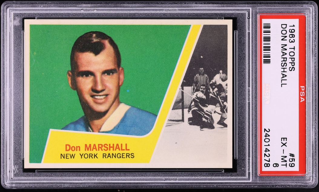 1963 Topps Hockey Don Marshall #59 PSA 6 EXMT