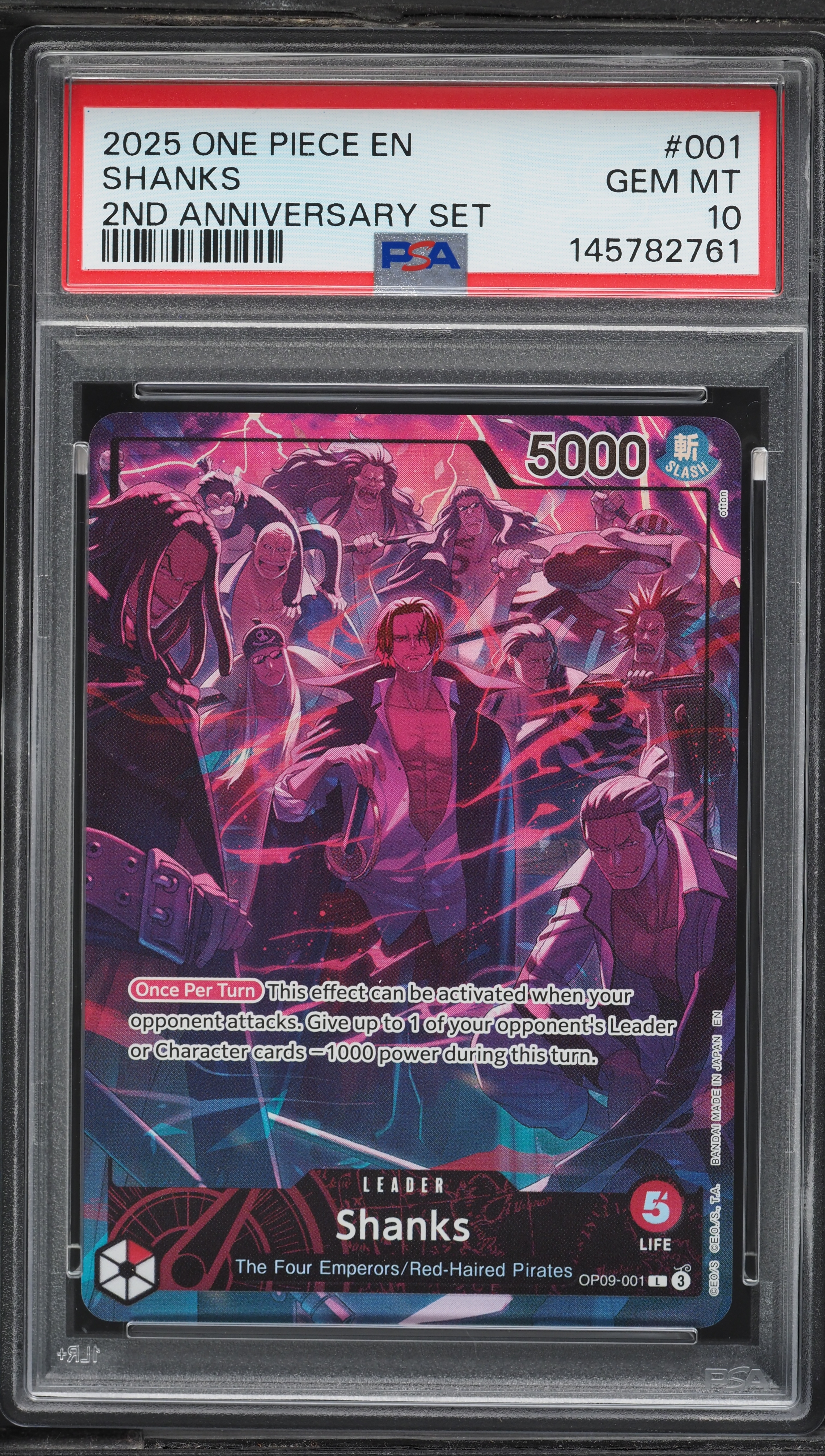 2025 One Piece 2nd Anniversary Set Leader Shanks #OP09-001 PSA 10
