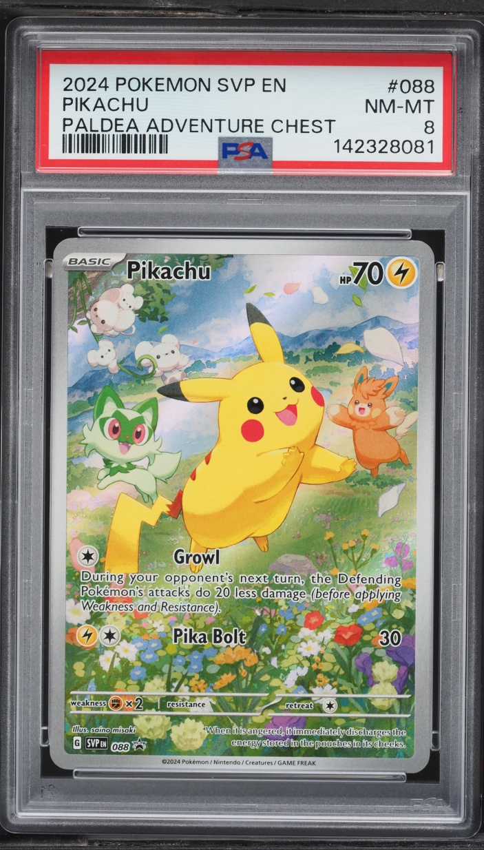 2024 Pokemon Scarlet & Violet Promo Paldea Adventure Chest Full Art Pikachu #88 PSA 8 NM-MT