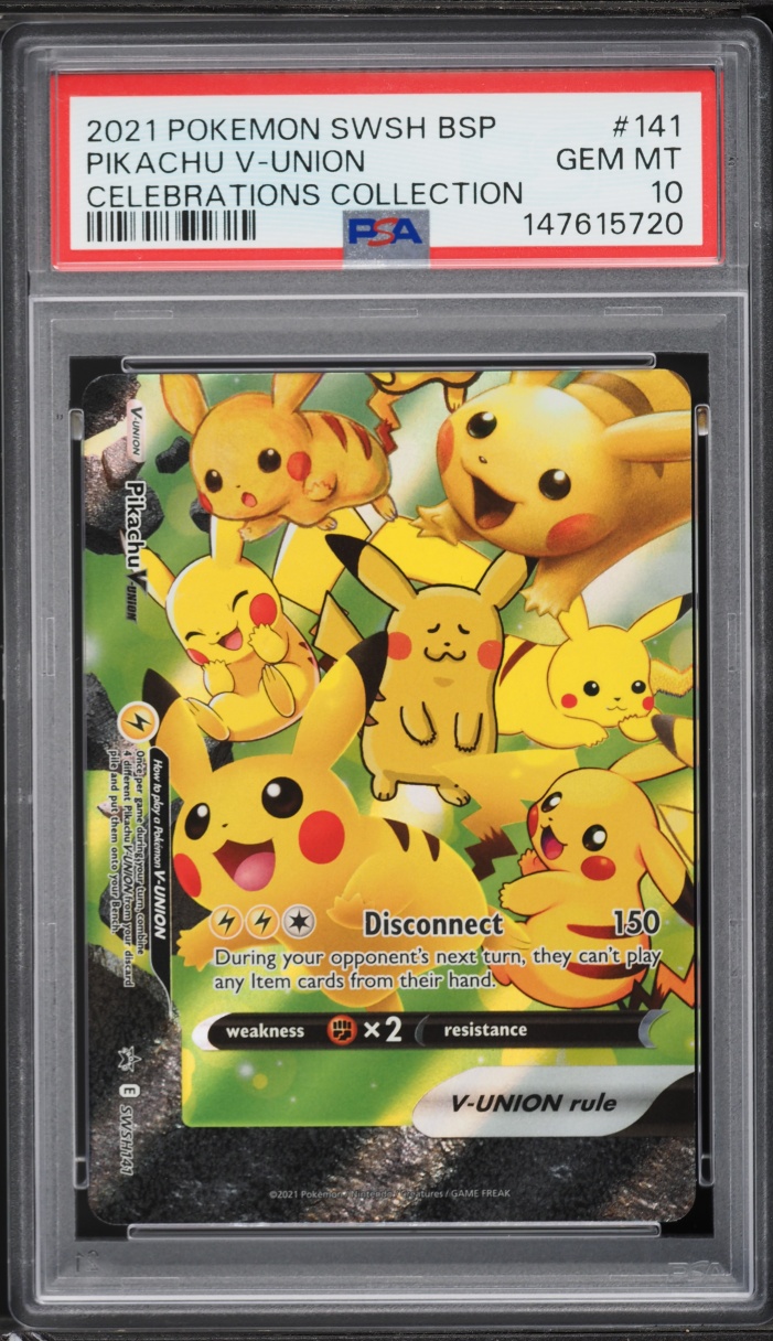 2021 Pokemon Sword & Shield Promo Celebrations Pikachu V-UNION #SWSH141 PSA 10 GEM MINT