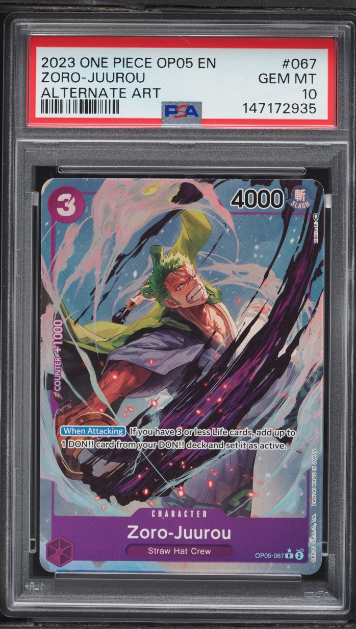 2023 One Piece Awakening Of The New Era Alt Art Zoro-Juurou #OP05-067 PSA 10 GEM MINT