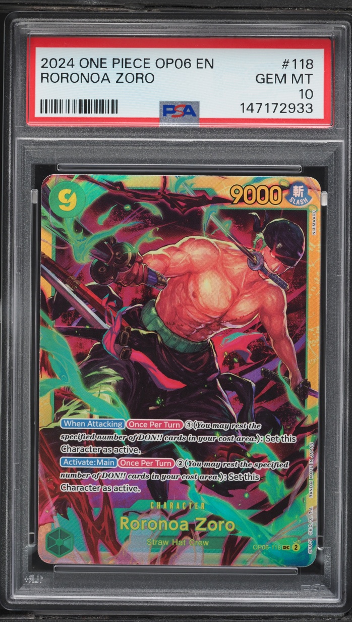 2024 One Piece Wings Of The Captain SEC Roronoa Zoro #OP06-118 PSA 10 GEM MINT