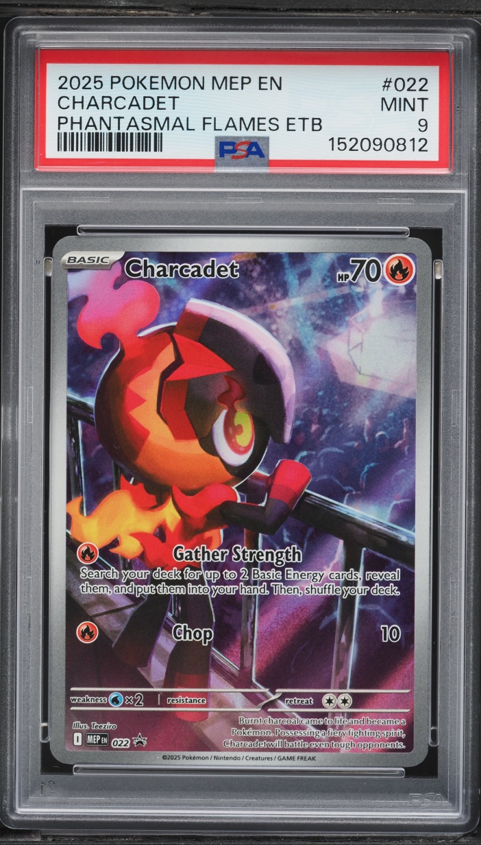 2025 Pokemon Mega Evolution Black Star Promo Phantasmal Flames ETB Charcadet #22 PSA 9 MINT