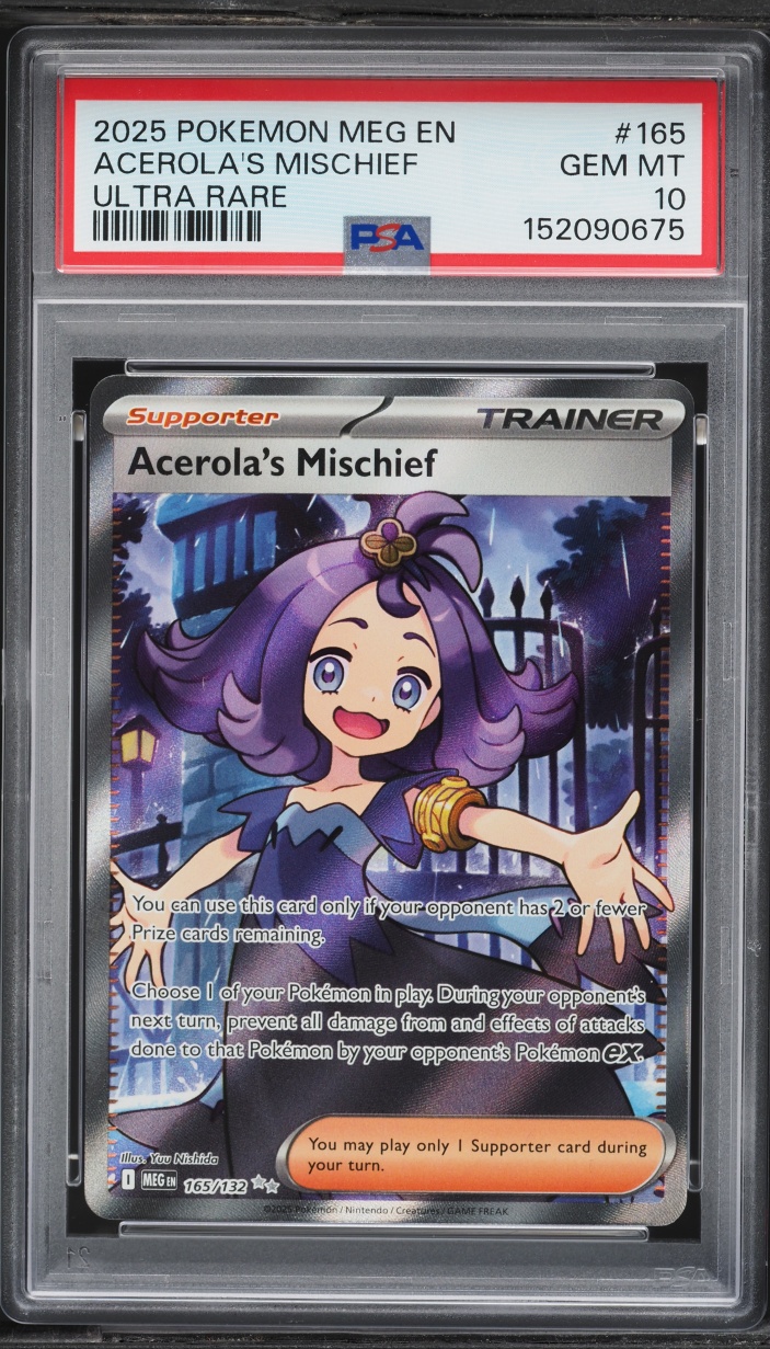 2025 Pokemon Mega Evolution Full Art Acerola's Mischief #165 PSA 10 GEM MINT