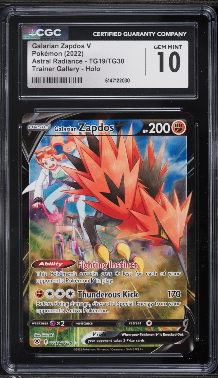 2022 Pokemon Sword & Shield Astral Radiance CHR Galarian Zapdos V #TG19 CGC 10 GEM MINT