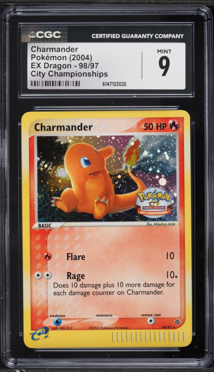 2004 Pokemon EX Dragon City Championships Holo Charmander #98 CGC 9 MINT
