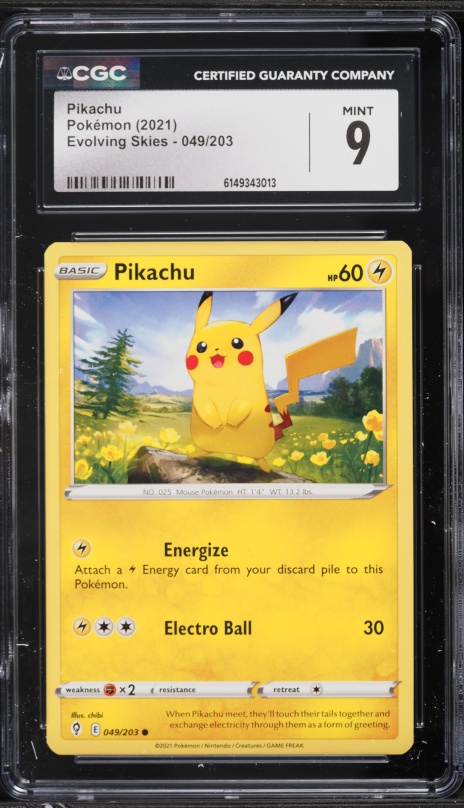 2021 Pokemon Sword & Shield Evolving Skies Pikachu #49 CGC 9 MINT