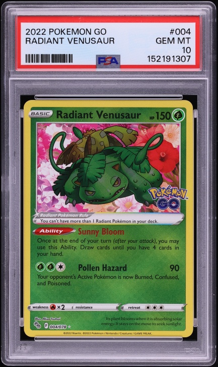 2022 Pokemon Sword & Shield Pokemon GO Radiant Venusaur #4 PSA 10 GEM MINT