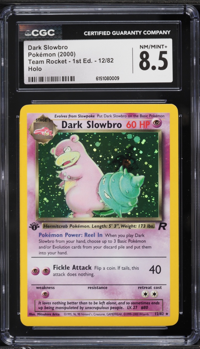2000 Pokemon Team Rocket 1st Edition Holo Dark Slowbro #12 CGC 8.5 NM-MT+