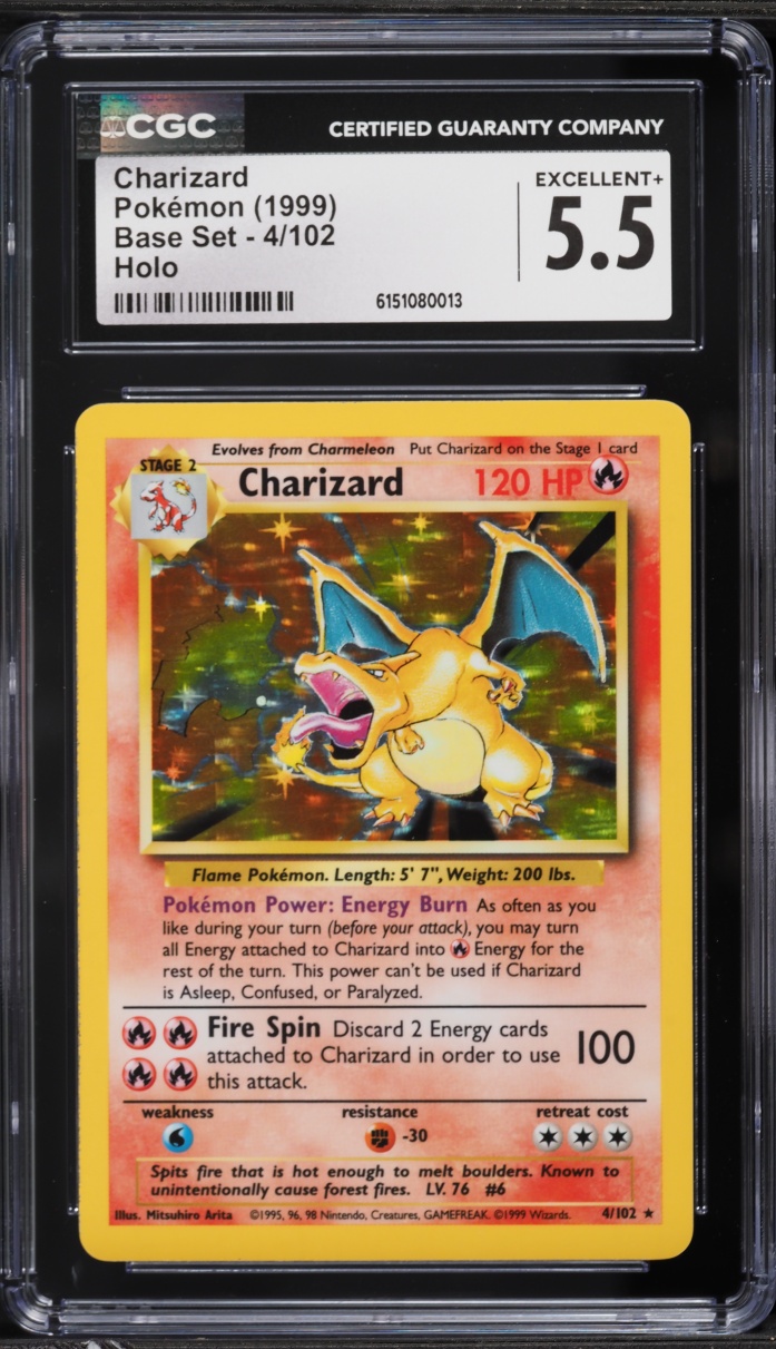 1999 Pokemon Base Set Holo Charizard #4 CGC 5.5 EX+