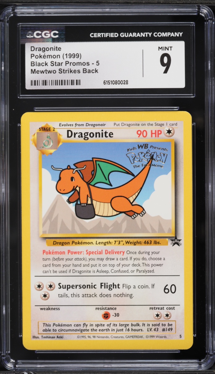 1999 Pokemon Promo Mewtwo Strikes Back Dragonite #5 CGC 9 MINT