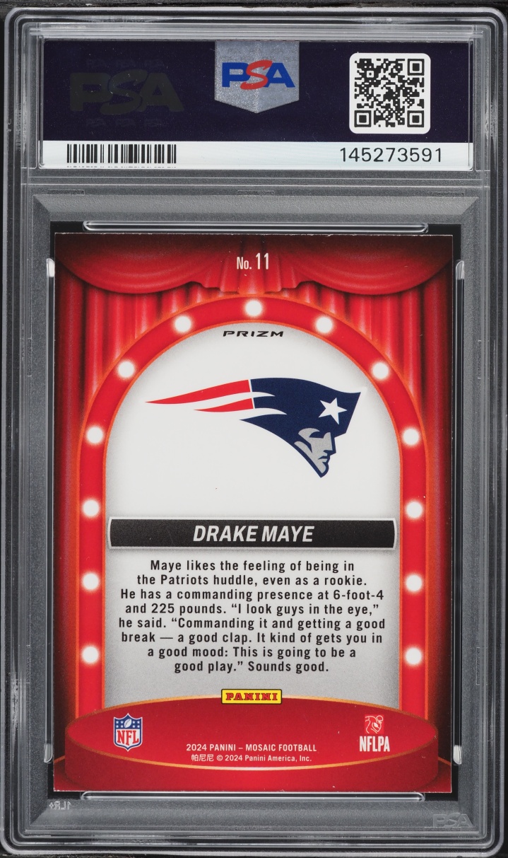 2024 Panini Mosaic Center Stage Silver Drake Maye ROOKIE #11 PSA 9 MINT