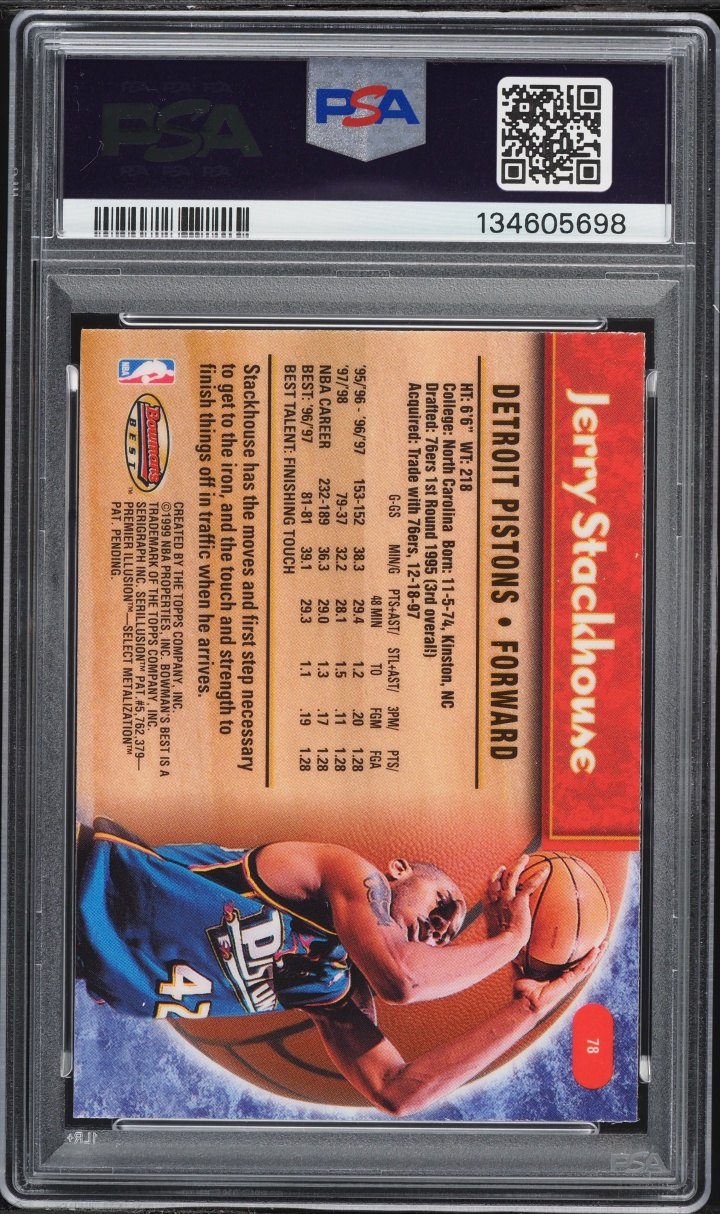 1998 Bowman's Best Jerry Stackhouse #78 PSA 10 GEM MINT