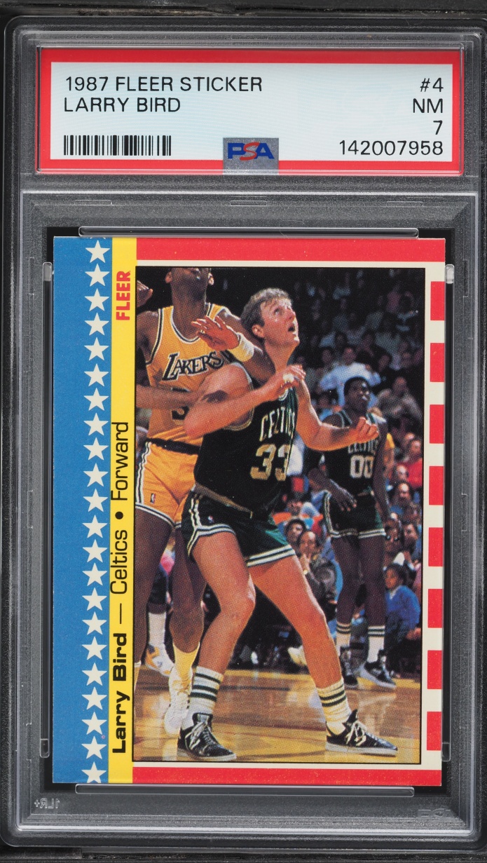 1987 Fleer Sticker Larry Bird #4 PSA 7 NRMT