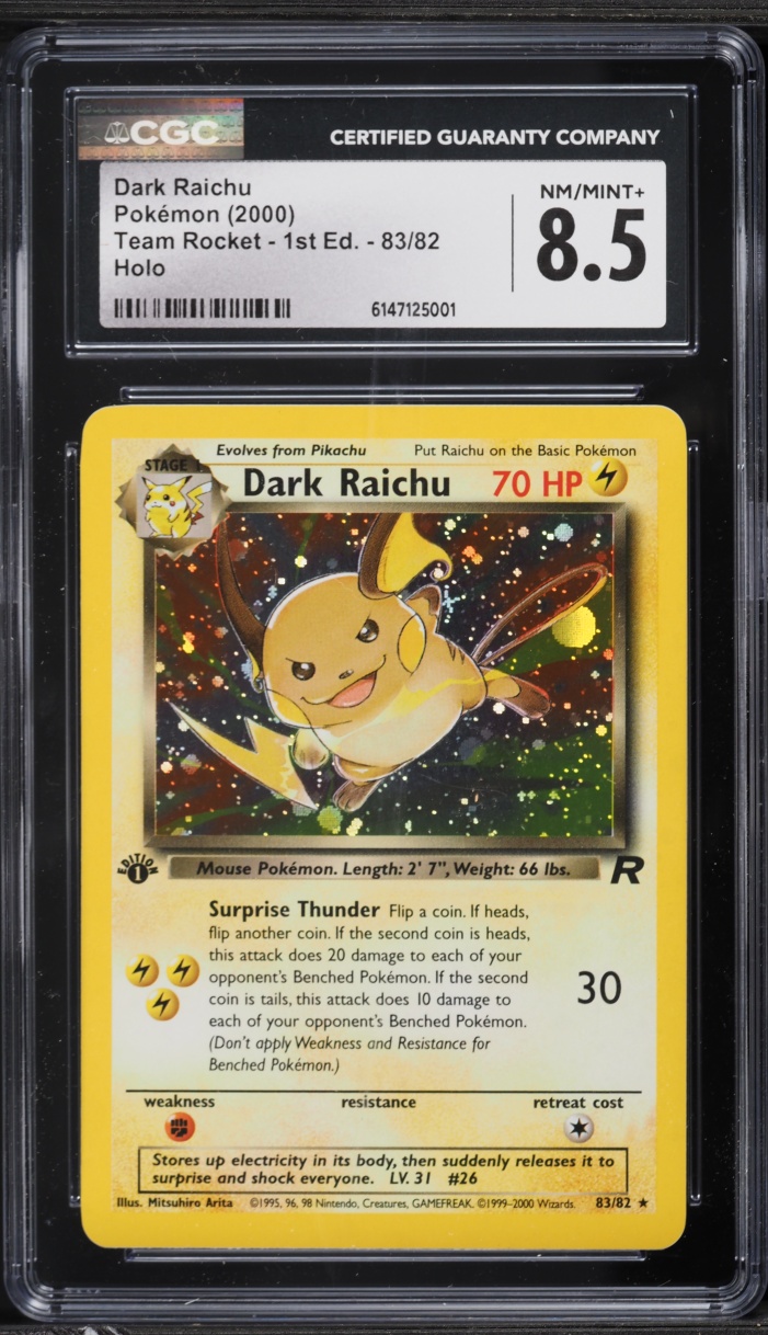 2000 Pokemon Team Rocket 1st Edition Holo Dark Raichu #83 CGC 8.5 NM-MT+