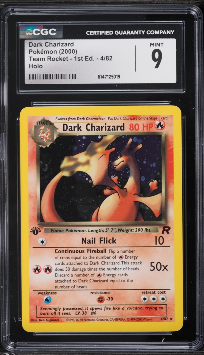 2000 Pokemon Team Rocket 1st Edition Holo Dark Charizard #4 CGC 9 MINT