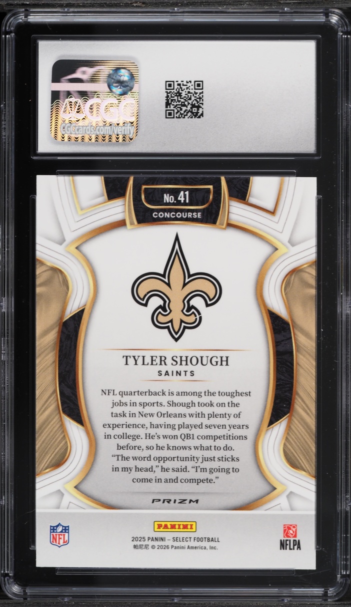 2025 Select Concourse Green & Red Shock Tyler Shough ROOKIE #41 CGC 10 GEM MINT