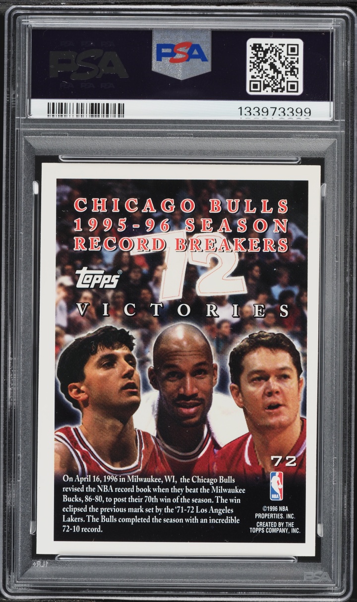 1996 Topps Commemorative Chicago Bulls Michael Jordan #72 PSA 8 NM-MT