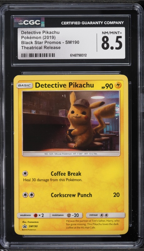 2019 Pokemon Sun & Moon Black Star Promo Theatrical Release Detective Pikachu #SM190 CGC 8.5