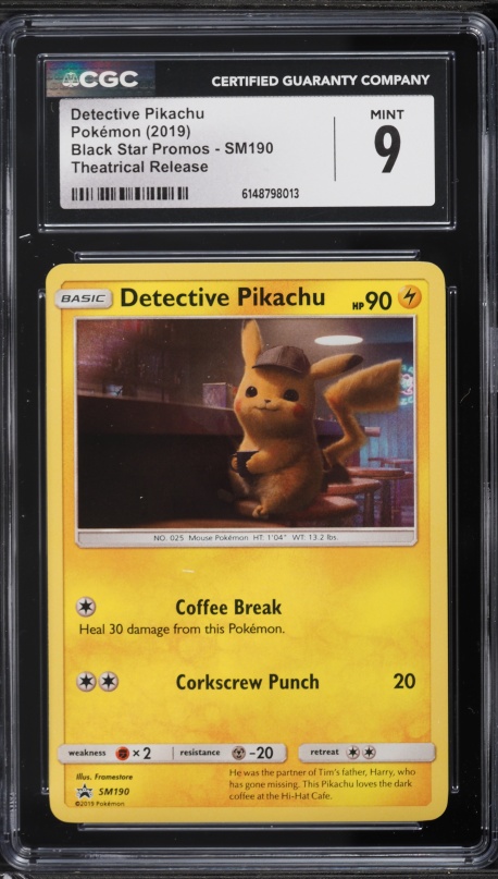 2019 Pokemon Sun & Moon Black Star Promo Theatrical Release Detective Pikachu #SM190 CGC 9 MINT