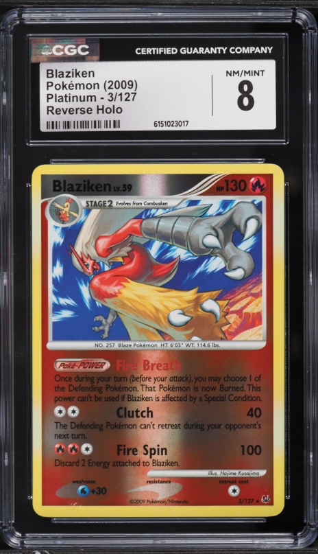 2009 Pokemon Platinum Reverse Holo Blaziken #3 CGC 8 NM-MT