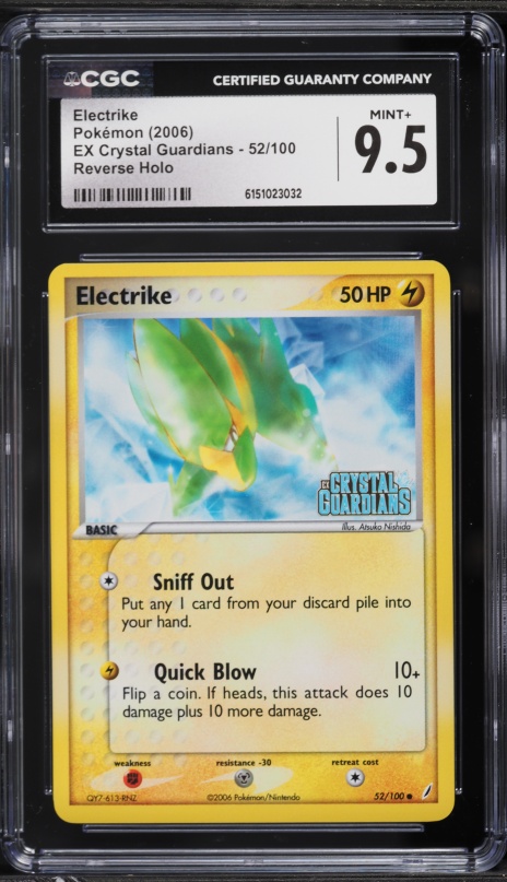 2006 Pokemon EX Crystal Guardians Reverse Holo Electrike #52 CGC 9.5 MINT+