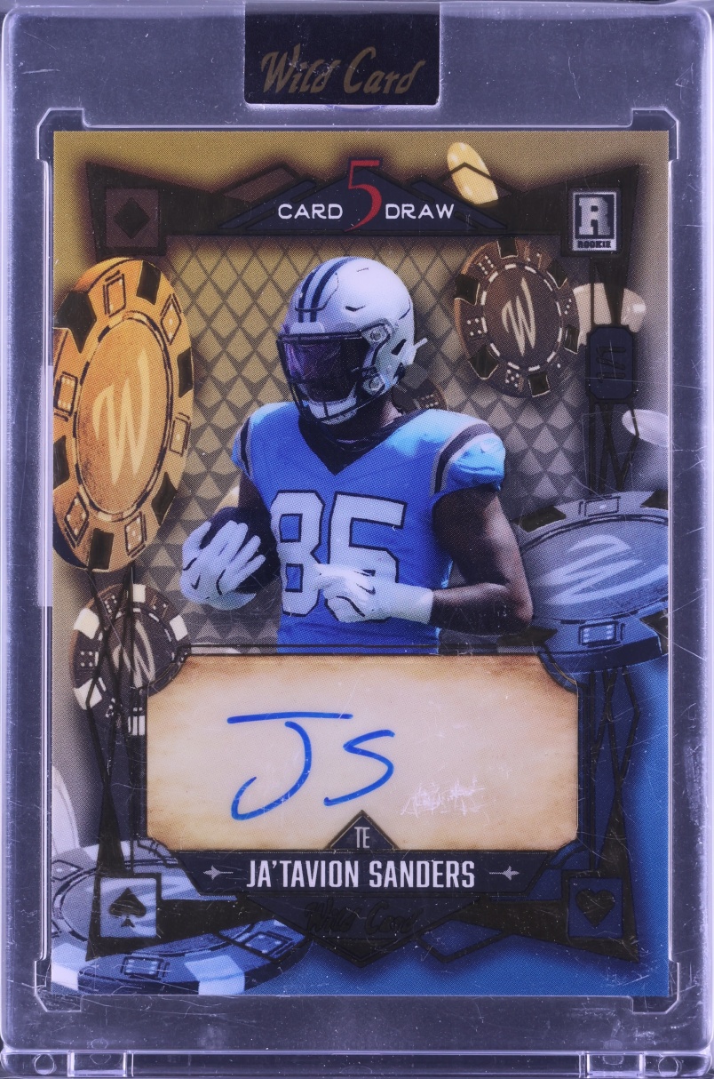 2024 Wild Card 5 Draw Modern Gold Foil Blue Ja'Tavion Sanders ROOKIE AUTO 1/1 #5CDMAJS CGC AUTH