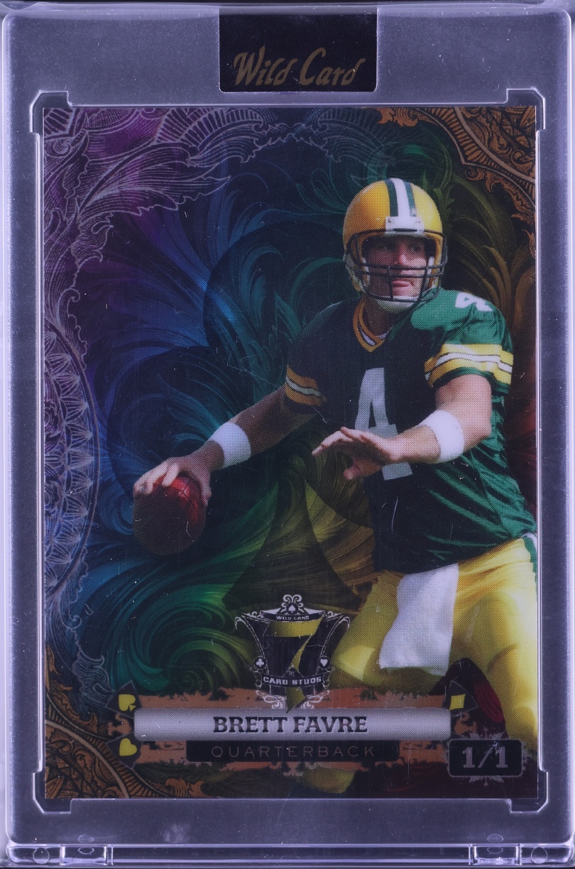 2024 Wild Card 7 Card Studs Promo Fire Scrolls Clubs Rainbow Brett Favre 1/1 #P7CSC-BF CGC AUTH