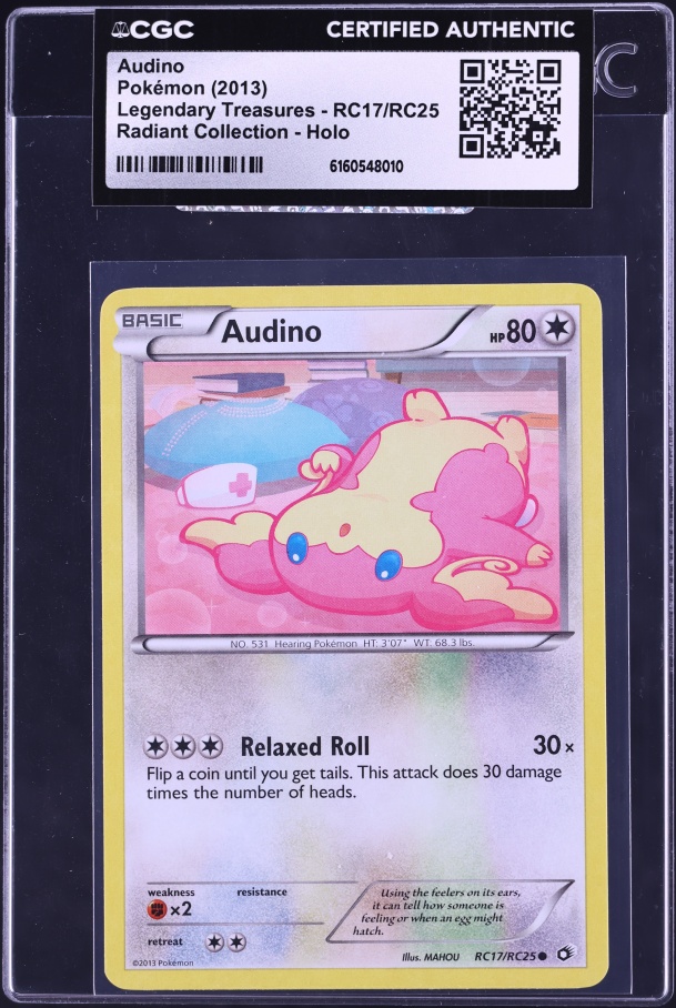 2013 Pokemon Black & White Legendary Treasures Radiant Collection Holo Audino #RC17 CGC AUTH