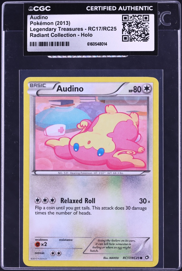 2013 Pokemon Black & White Legendary Treasures Radiant Collection Holo Audino #RC17 CGC AUTH