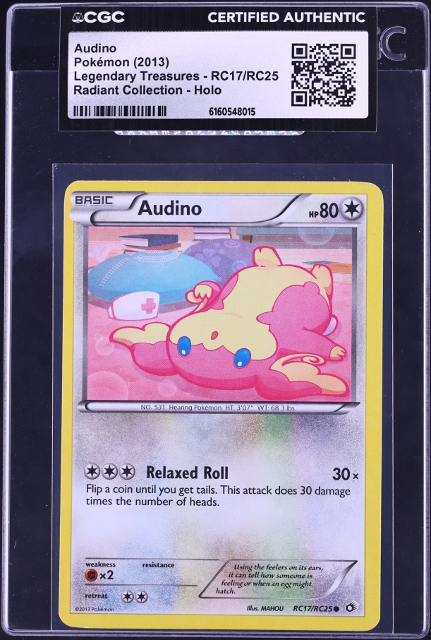 2013 Pokemon Black & White Legendary Treasures Radiant Collection Holo Audino #RC17 CGC AUTH