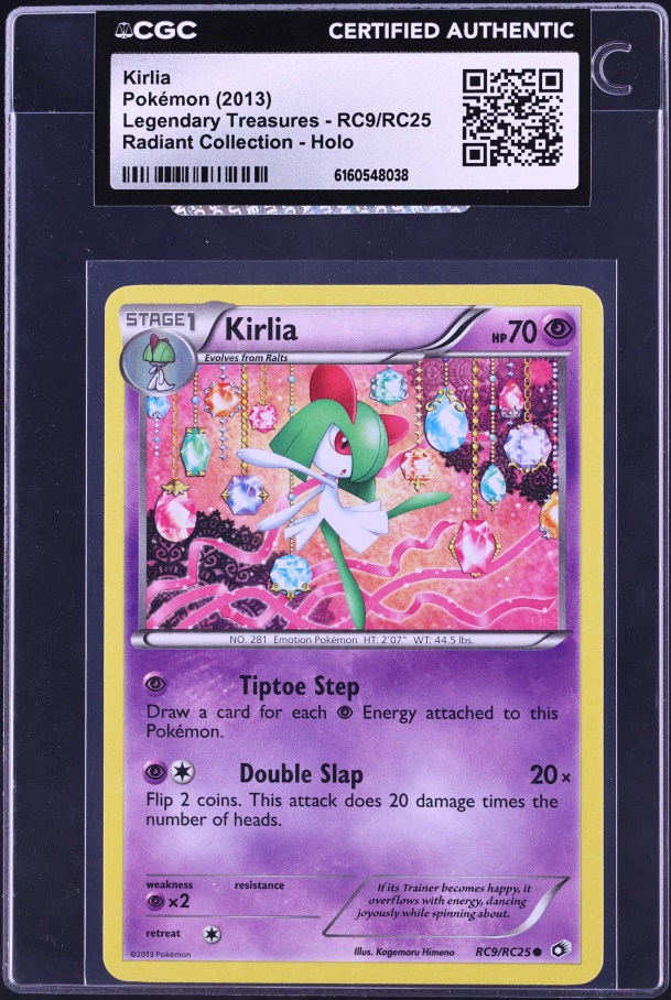 2013 Pokemon Black & White Legendary Treasures Radiant Collection Holo Kirlia #RC9 CGC AUTH