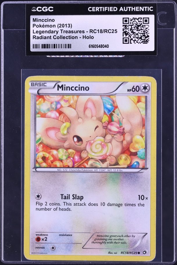 2013 Pokemon Black & White Legendary Treasures Radiant Collection Holo Minccino #RC18 CGC AUTH