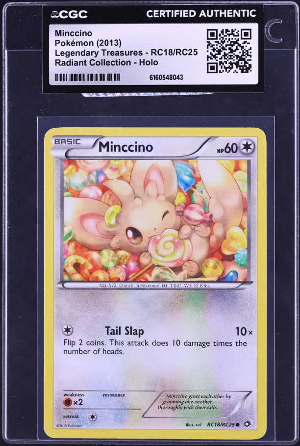 2013 Pokemon Black & White Legendary Treasures Radiant Collection Holo Minccino #RC18 CGC AUTH