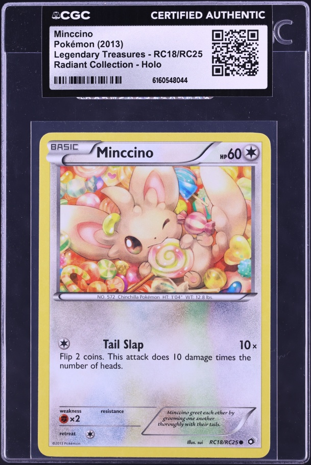 2013 Pokemon Black & White Legendary Treasures Radiant Collection Holo Minccino #RC18 CGC AUTH