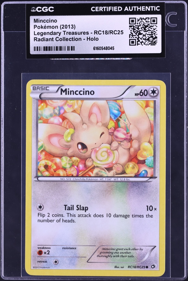 2013 Pokemon Black & White Legendary Treasures Radiant Collection Holo Minccino #RC18 CGC AUTH