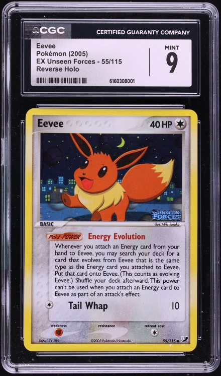 2005 Pokemon EX Unseen Forces Reverse Holo Eevee #55 CGC 9 MINT