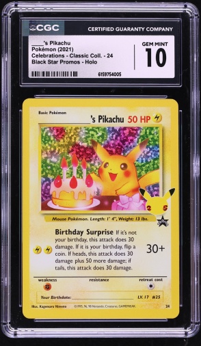 2021 Pokemon Celebrations Classic Collection Holo Birthday Pikachu 24/53 PSA 10 2021 Pokemon Celebrations Classic Collection Holo Birthday Pikachu 24/53 PSA 10