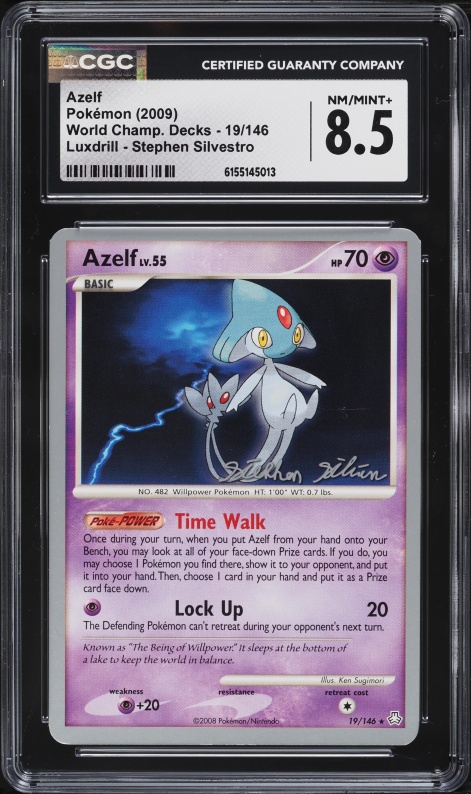 2009 Pokemon DP World Championship Decks Luxdrill Stephen Silvestro Azelf #19 CGC 8.5 NM-MT+