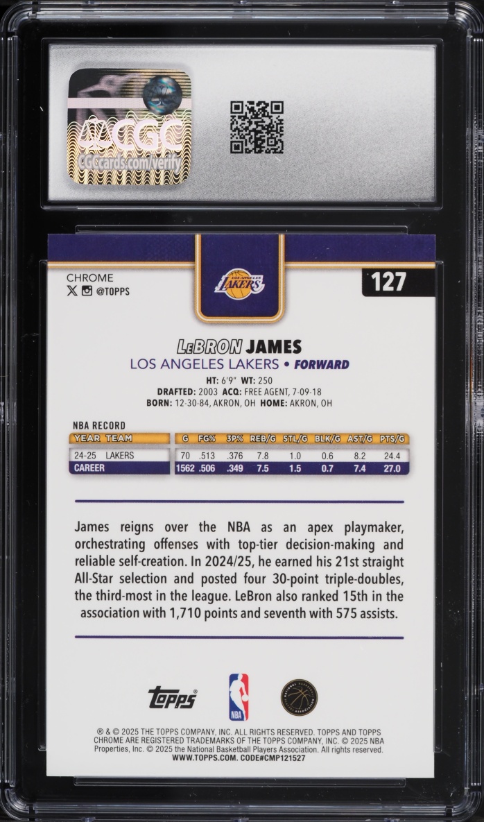 2025 Topps Chrome Skylight Refractor LeBron James #127 CGC 9.5 MINT+