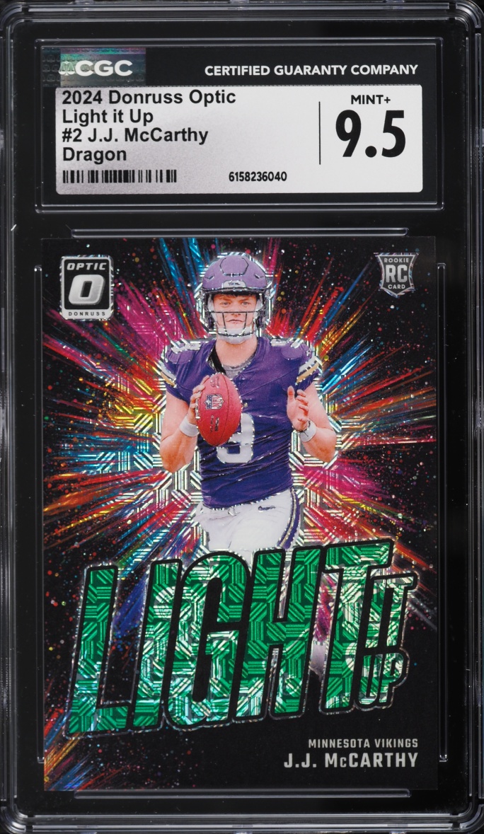 2024 Donruss Optic Light it Up Dragon J.J. McCarthy ROOKIE #2 CGC 9.5 MINT+